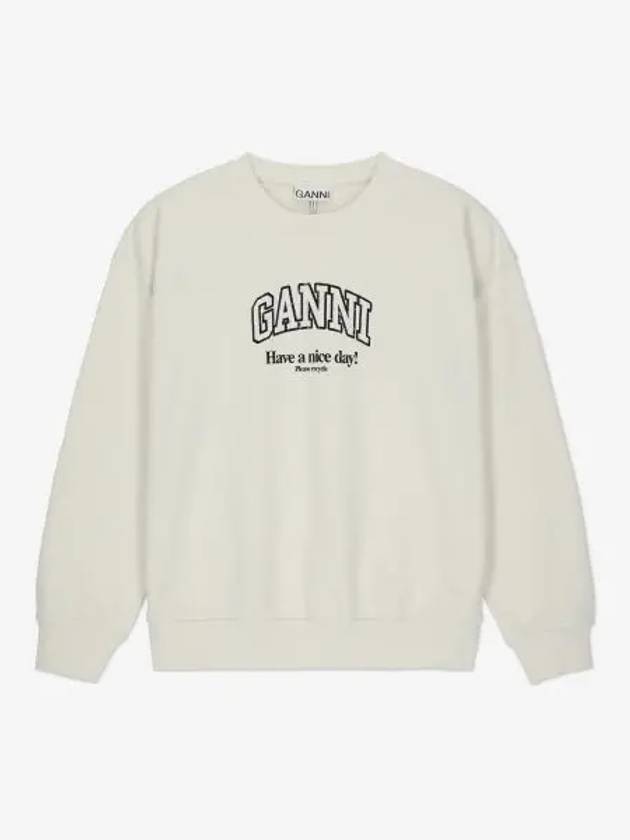 Logo Print Cotton Sweatshirt Beige - GANNI - BALAAN 2