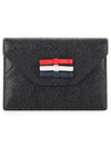 Pebble Grain Leather Bow Detail Envelope Card Wallet Black - THOM BROWNE - BALAAN 3