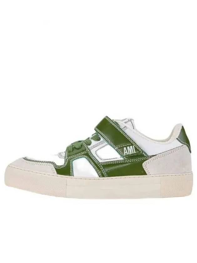 Logo Low Top Sneakers Green White - AMI - BALAAN 2