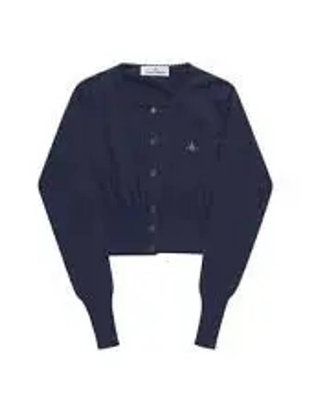 Bea ORB Embroidered Logo Crop Cardigan Dark Blue - VIVIENNE WESTWOOD - BALAAN 2