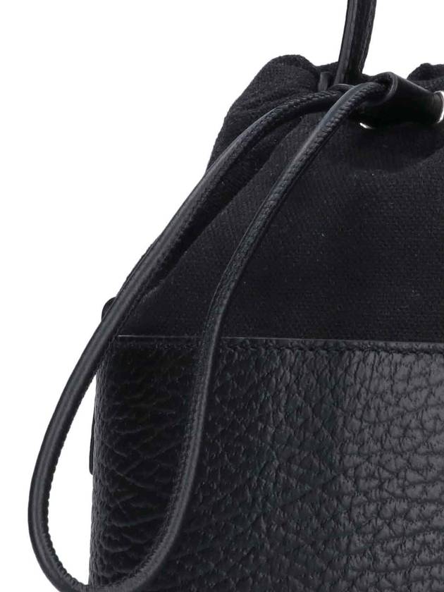 5AC Number Logo Texture Leather Bucket Bag Black - MAISON MARGIELA - BALAAN 5