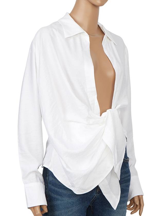 Le Chemise Bahia Tied Sash Shirt White - JACQUEMUS - BALAAN 6