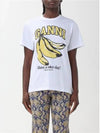 Basic Jersey Banana Relaxed Short Sleeve T-Shirt White - GANNI - BALAAN 3