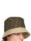 FF Monogram Reversible Cap Beige Brown Cotton Bucket Hat FXQ790 AFHA F0QB9 - FENDI - BALAAN 5