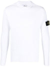 Men's Wappen Patch Cotton Knit Top White - STONE ISLAND - BALAAN 1