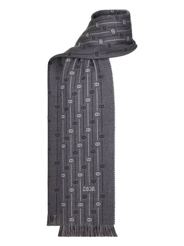 CD Icon Stripe Wool Scarf Grey - DIOR - BALAAN 1