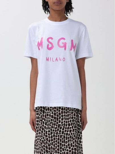 Brushed Logo Short Sleeve T-Shirt White - MSGM - BALAAN 2