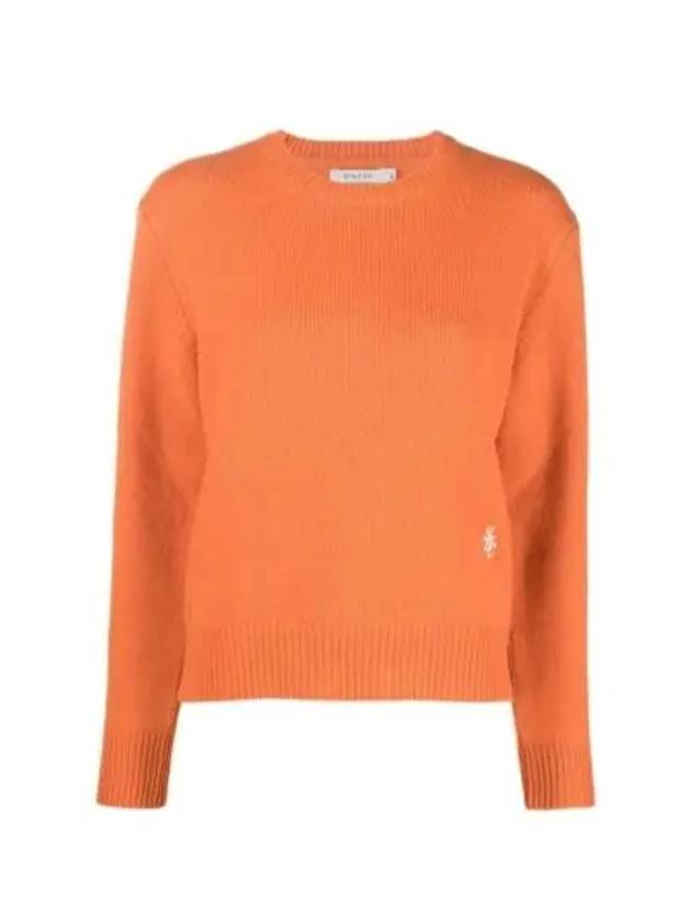 Embroidered Logo Crew Neck Wool Knit Top Orange - SPORTY & RICH - BALAAN 2