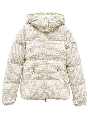 Women s FOURMINES Tweed Logo Patch Short Down Padded Jacket White Ivory 1A00160 5980U M11 - MONCLER - BALAAN 1