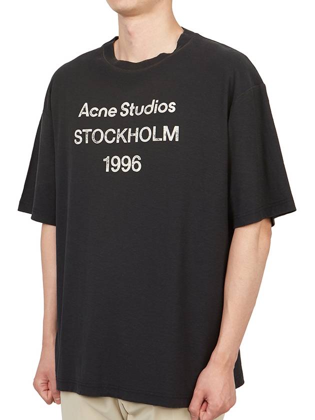 Logo Print Cotton Short Sleeve T-Shirt Fade Black - ACNE STUDIOS - BALAAN 3