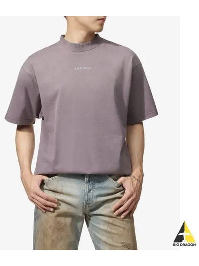 Logo Print Short Sleeve T-Shirt Purple - BALENCIAGA - BALAAN 2