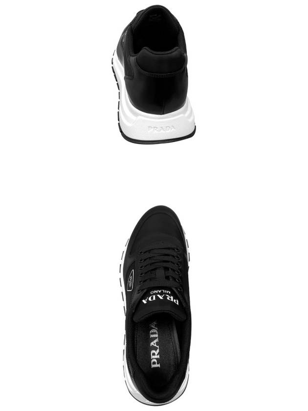 Triangle Logo Fabric Leather Low Top Sneakers Black - PRADA - BALAAN 6