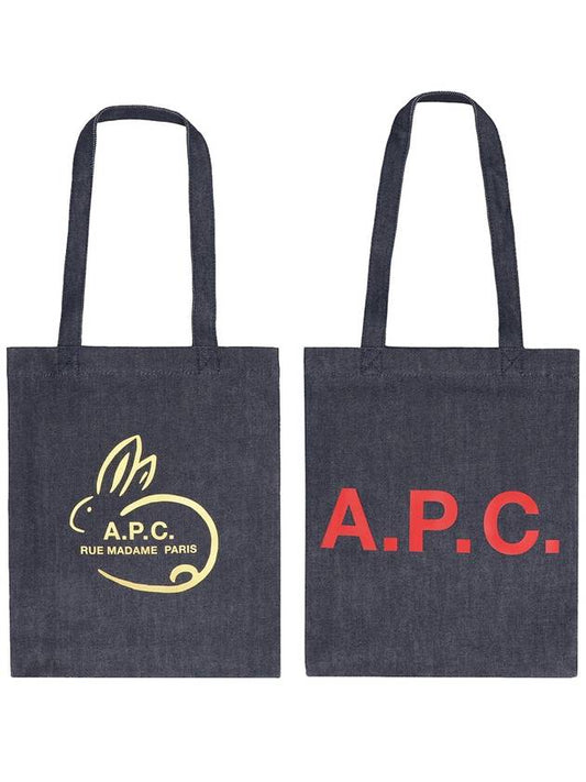 Bunny Logo Denim Tote Bag Dark Navy - A.P.C. - BALAAN 2