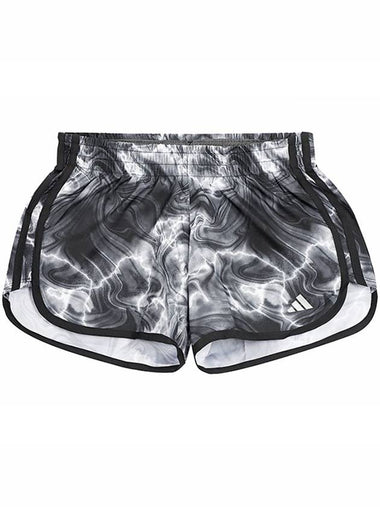 Marathon 20 Logo Print Shorts Black - ADIDAS - BALAAN 1