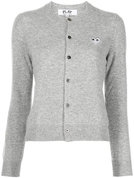 AZ N065 051 1 White Wappen Round Cardigan Gray Women’s Cardigan TS - COMME DES GARCONS - BALAAN 1