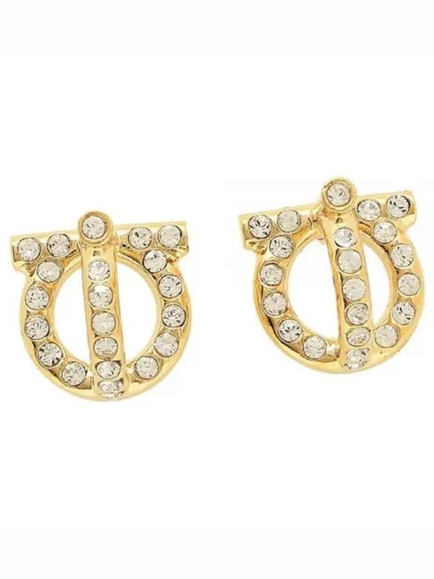 Gancini 3D Crystal Earrings Gold - SALVATORE FERRAGAMO - BALAAN 2