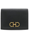 Gancini Compact Half Wallet Black - SALVATORE FERRAGAMO - BALAAN 3