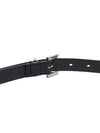 Men's Monogram Silver Buckle Leather Belt Black - SAINT LAURENT - BALAAN 7