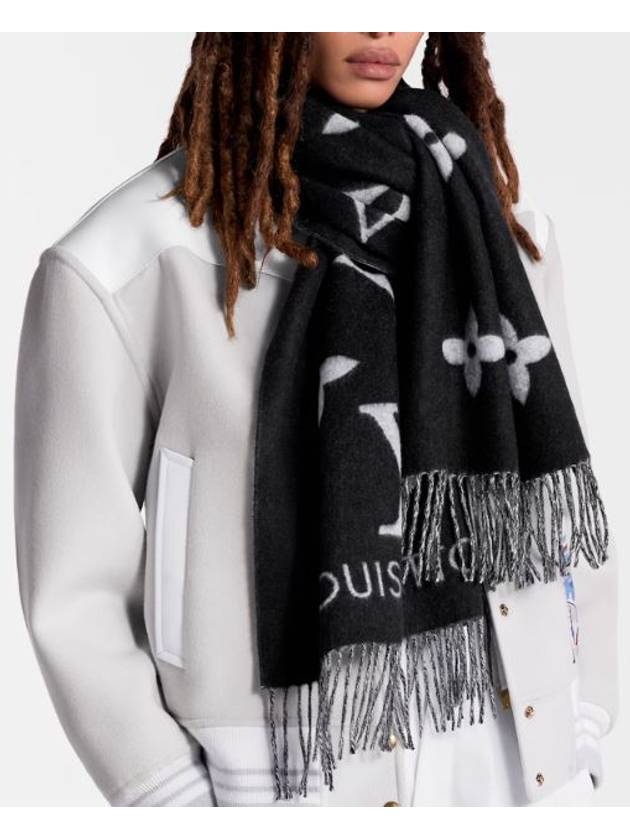 Reykjavik Monogram Cashmere Scarf Black - LOUIS VUITTON - BALAAN 6