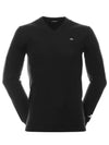 Men's Lehman Tour Merino V-Neck Long Sleeve T-Shirt Black - J.LINDEBERG - BALAAN 1