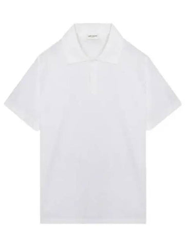 Cotton piqu monogram polo shirt - SAINT LAURENT - BALAAN 1