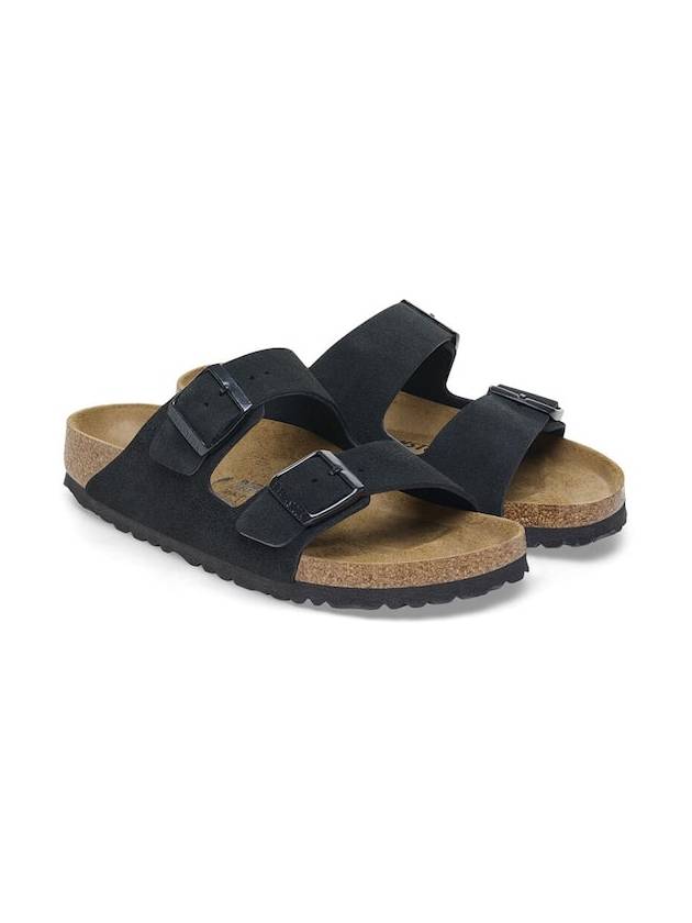 Arizona Suede Leather Slippers Black - BIRKENSTOCK - BALAAN 2