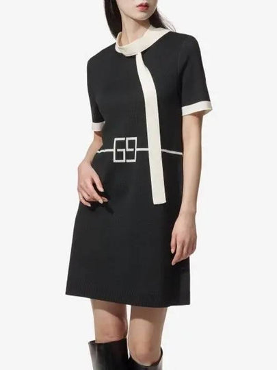 Square GG Wool Jacquard Short Dress Black Ivory - GUCCI - BALAAN 2