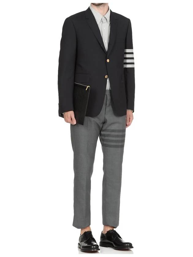 Plain Weave Suiting 4 Bar Classic Sport Jacket Jacket Navy - THOM BROWNE - BALAAN.