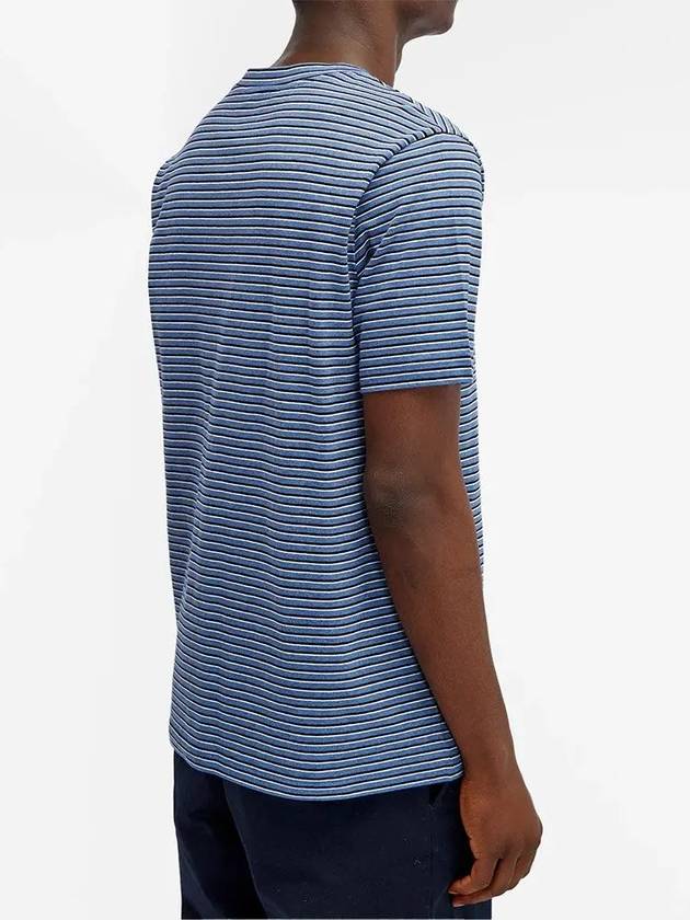 Stripe Minimal Logo Print Short Sleeve T-Shirt Blue - A.P.C. - BALAAN 4