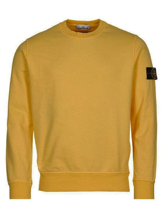 Garment Dyed Malfile Fleece Crewneck Sweatshirt Yellow - STONE ISLAND - BALAAN 1