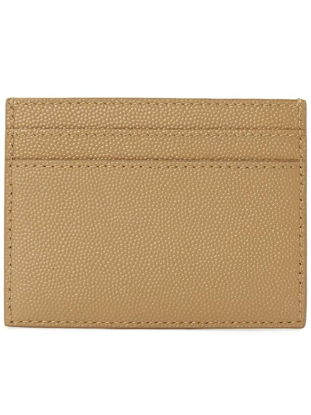 Logo Detail Calfskin Card Wallet Teakwood - SAINT LAURENT - BALAAN 3