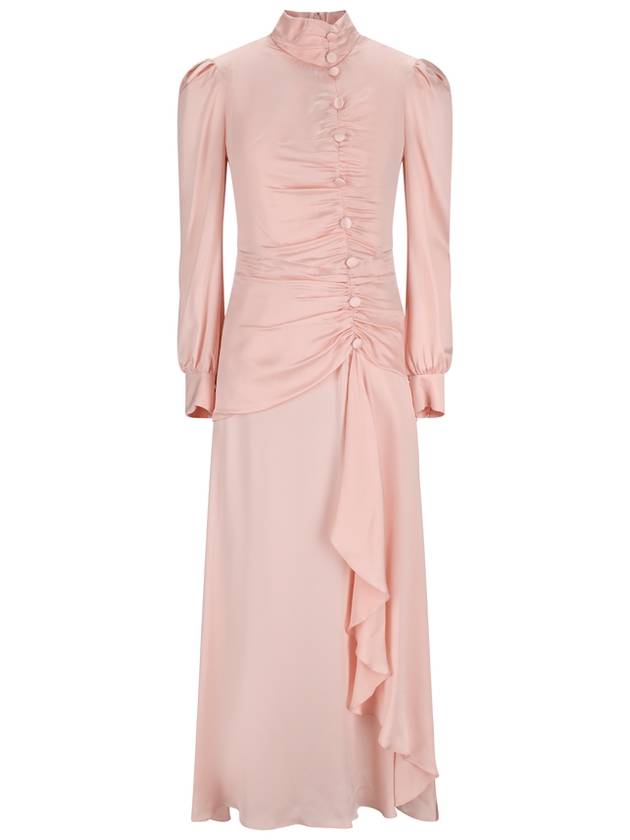 SILK SATIN HIGH NECK DRESS WITH RUFFLE - ALESSANDRA RICH - BALAAN 1