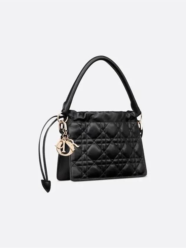 Lady Mini Top Handle Drawstring Tote Bag Black - DIOR - BALAAN 3