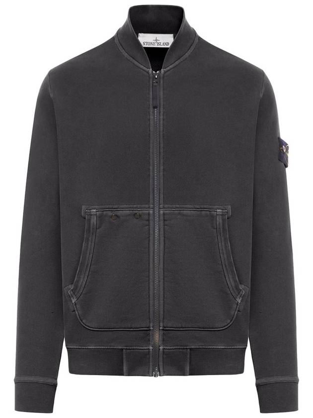 Logo Patch Zip Up Jacket Black - STONE ISLAND - BALAAN 1