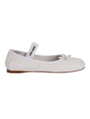 Women's Logo Strap Leather Ballerina White - MIU MIU - BALAAN.