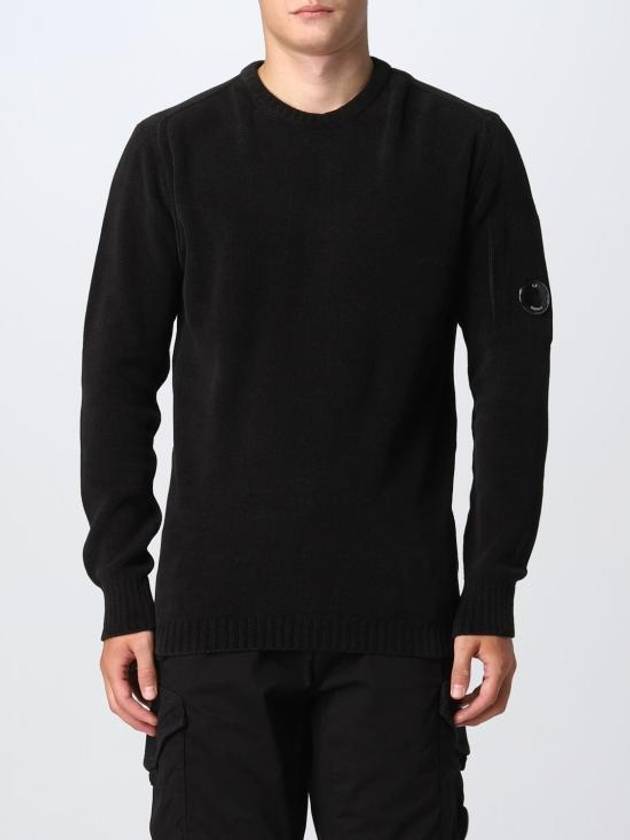 Chenille Cotton Plain Jumper Knit Top Black - CP COMPANY - BALAAN 2