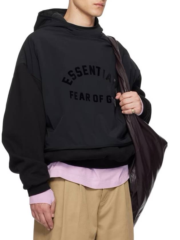 Nylon Fleece Hoodie Black - FEAR OF GOD ESSENTIALS - BALAAN 3