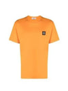 Logo Patch Cotton Short Sleeve T-Shirt Orange - STONE ISLAND - BALAAN 2