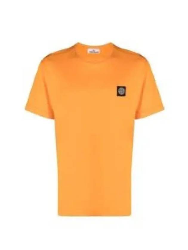 Logo Patch Cotton Short Sleeve T-Shirt Orange - STONE ISLAND - BALAAN 2