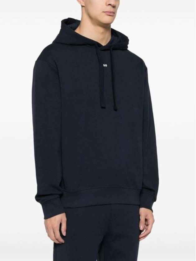 Contrast Logo Relaxed Fit Cotton Hoodie Navy - HUGO BOSS - BALAAN 3