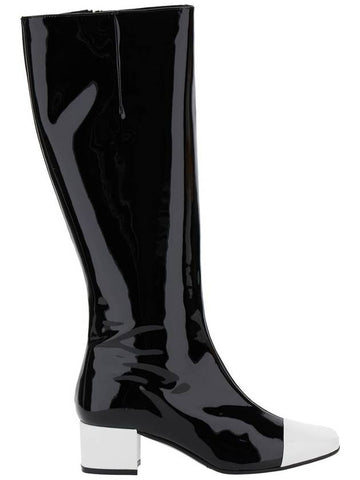 'Malaga' Black Boots With Contrasting Toe In Patent Leather Woman - CAREL - BALAAN 1