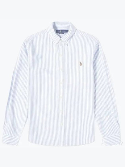 Embroidered Pony Logo Striped Long Sleeve Shirt White Light Blue - POLO RALPH LAUREN - BALAAN 2