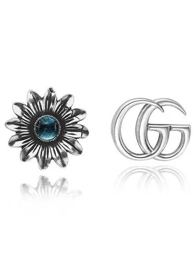 Double G Flower Earrings YBD527344001 Silver Blue - GUCCI - BALAAN 2