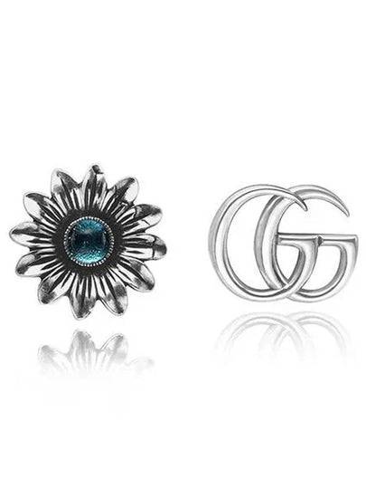 Double G Flower Earrings YBD527344001 Silver Blue - GUCCI - BALAAN 2