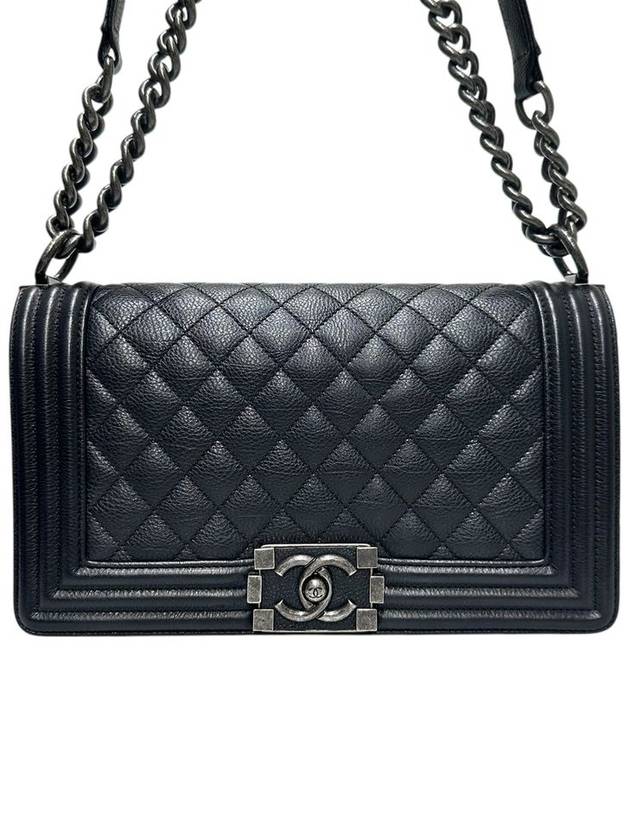 A67086 Black Soft Caviar Skin Boy Medium Shoulder Bag - CHANEL - BALAAN 3