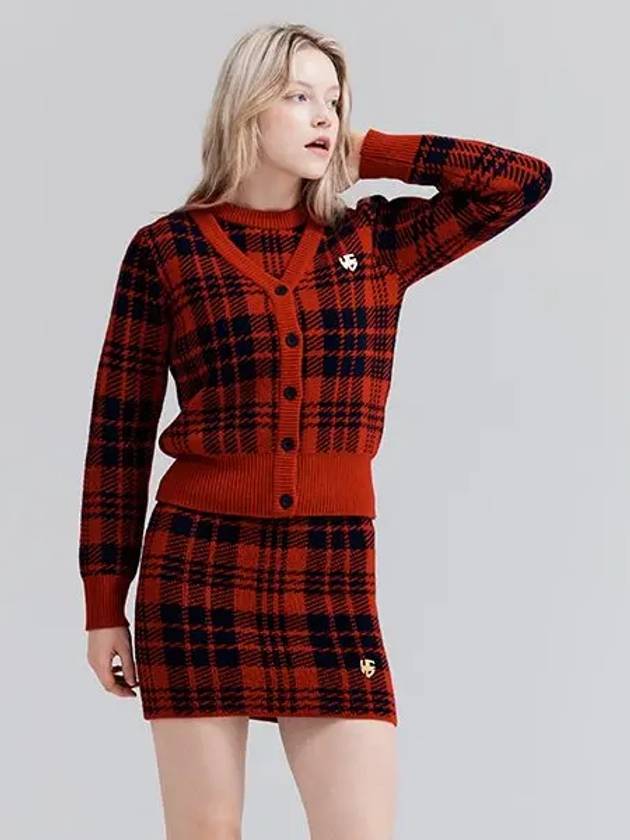 Golf Tartan Check Knit Skirt Red - HENRY STUART - BALAAN 1