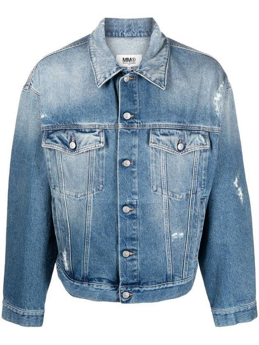 Distressed Cotton Denim Jacket Blue - MAISON MARGIELA - BALAAN 1
