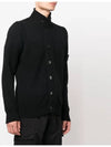 Men's Patch High Neck Lambswool Knit Cardigan Black - STONE ISLAND - BALAAN 3