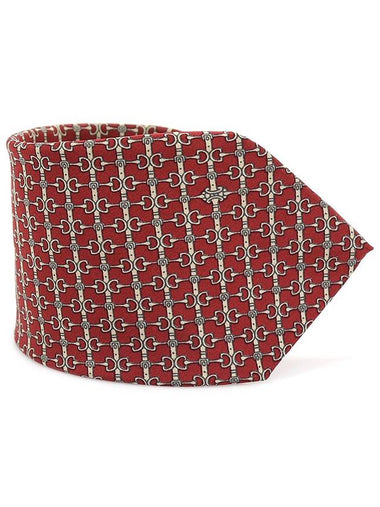 100 silk red beige pattern tie - CELINE - BALAAN 1