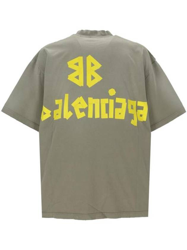 Tape Type Logo Medium Fit Short Sleeve T-Shirt Green - BALENCIAGA - BALAAN 4